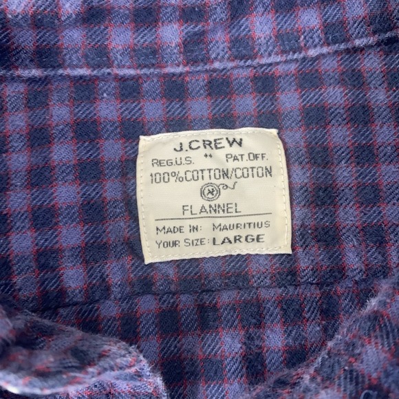 VTG J Crew Work Shirt Mens Med Purple Chamois Flannel Button Up Rugged Gingham - Picture 3 of 9